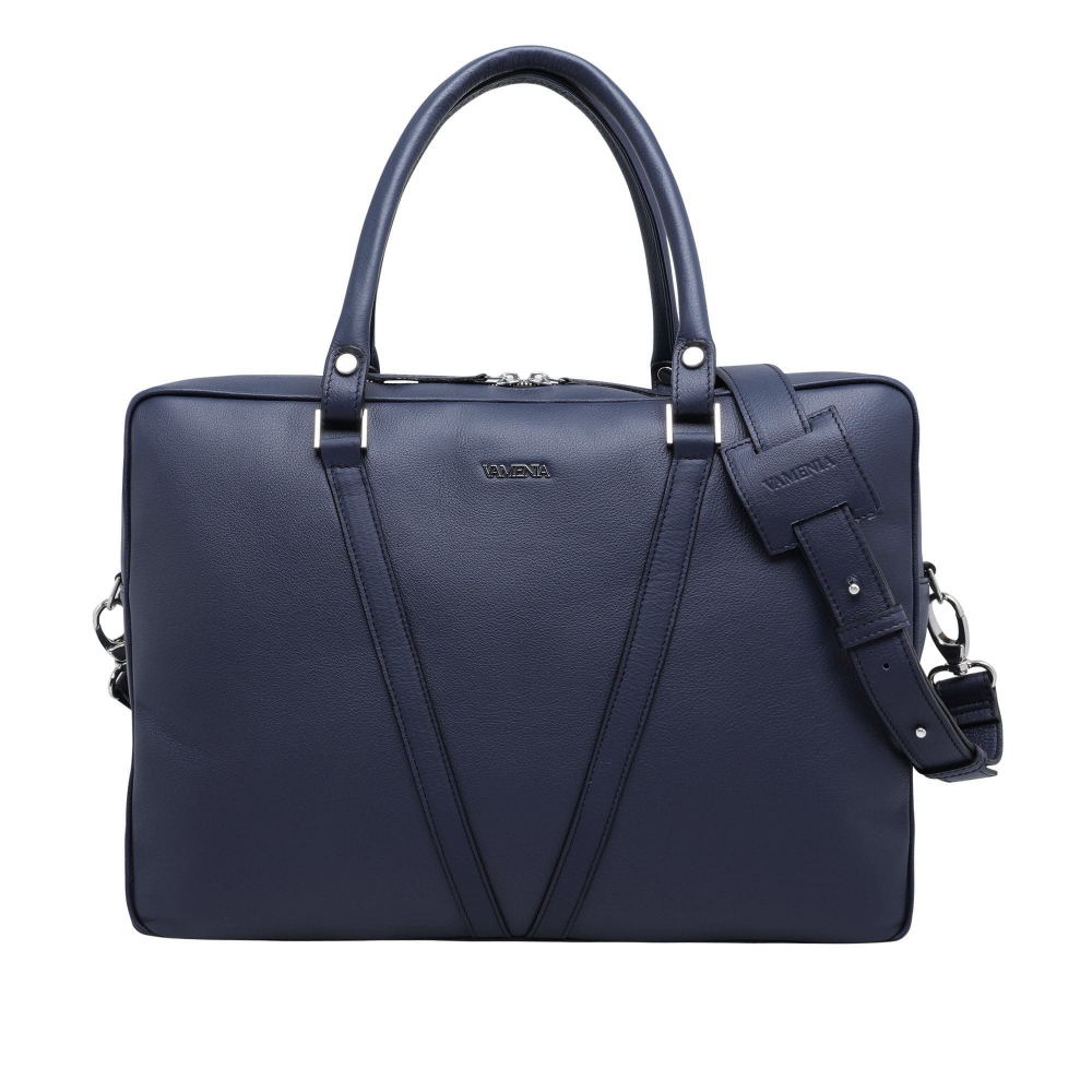 Briefcase made of smooth calf leather dark blue